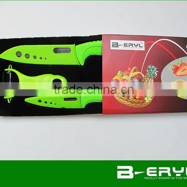 BERYL Black Blade 3pcs Set , Black Ceramic Knife Set 4"6"kitchen Knife+peeler+gift Box, 2 Colors ABS Handle photo-2