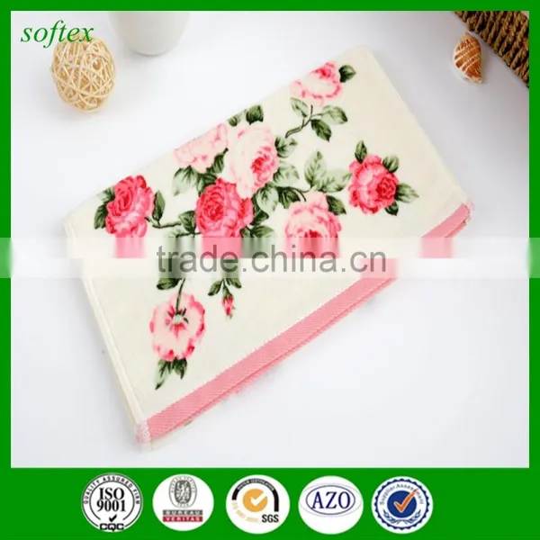 Cotton Velour Towels,flowers Peony Print Cut Pile Face Towels photo-3