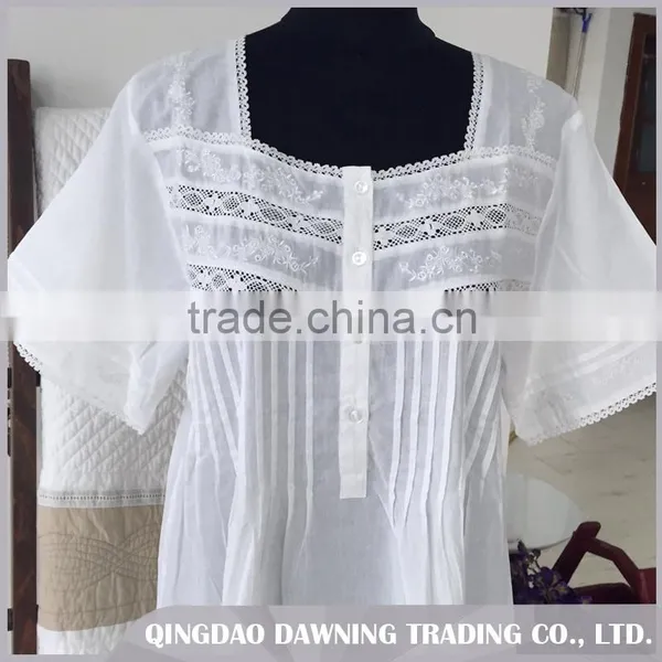 High Quality White Cotton Sleepwear Nightgown photo-2