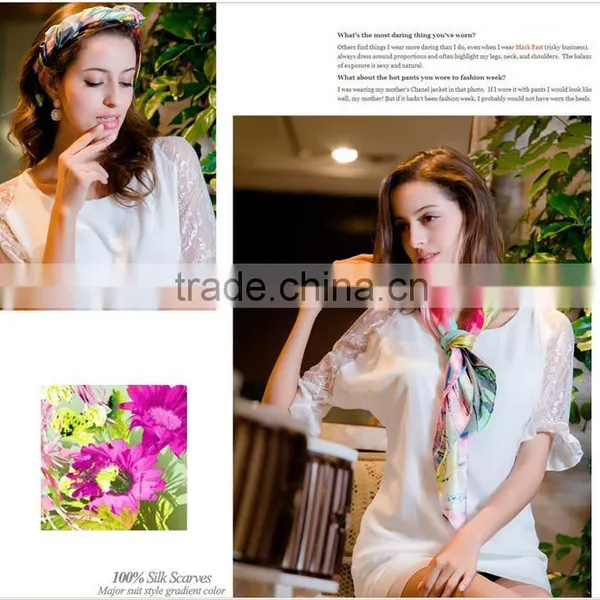 Wholesale Digital Print Square Silk Scarf /scarves/ Kerchief /headband/hijab /satin Silk Scarve photo-4