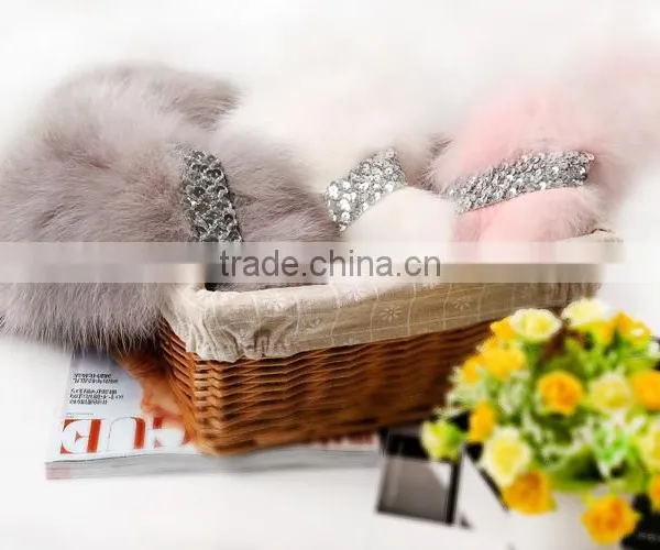 Factory Fur Scarf for Girls With Fashion Shiny Beads Real Fox Fur Scarf Wor Warm Winter KZ160083 Supplier's Choice photo-3