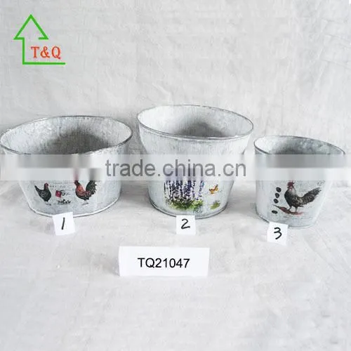 Shabby Chic 3Flower Herb Metal Plant Pot Planters Garden Kitchen Gift photo-2