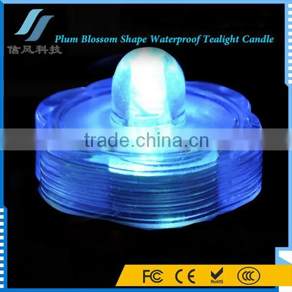 12Pcs Colorful Plum Blossom Shape Mini Submersible Waterproof Tea Lights Decorative Candle photo-6