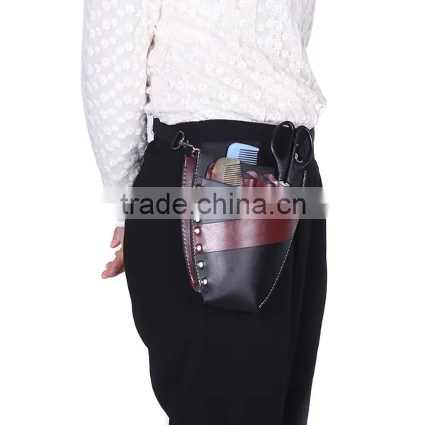 Popular Leather Barber Hairdressing Holster Pouch Scissor Bag Rivet Clips Holder Case With Waist Shoulder Belt photo-6
