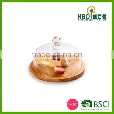 Hot Selling Glass Cheese Dome With Bamboo Base/glass Dome With Bamboo Base photo-4