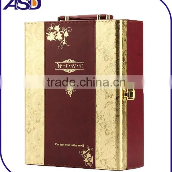 High Quality Cheap PU Leather Screen Print Wine Suitcase Packaging Boxes photo-3