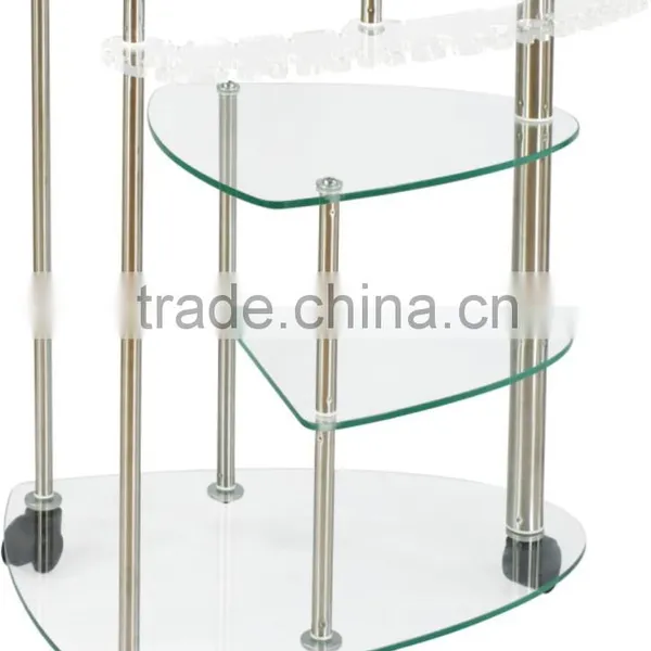 Professional salon equipment salon trolley with glass material