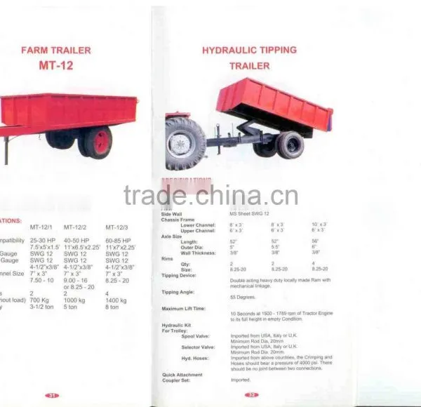 Agricultural tractor Hydraulic Tipping Trailer