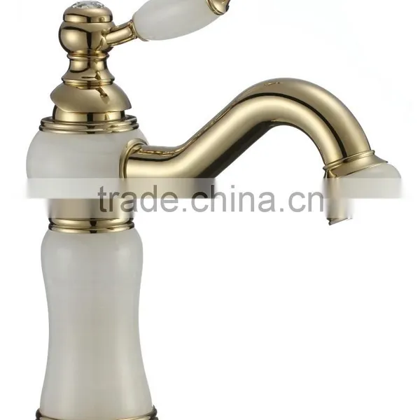 Vintage Rose Gold Jade Basin Mixer photo-2