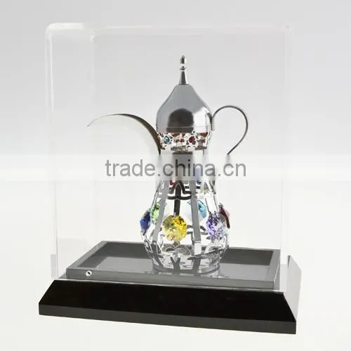 Gold Plated Decorative Mid-east Kettle With Acrylic Box for Home Decoration photo-2