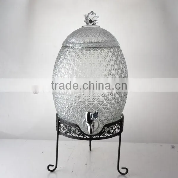 10L Glass Beverage Dispenser Juice Dispenser With Metal Stand