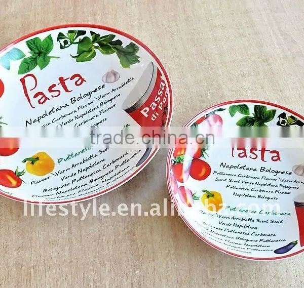 8" Porcelain pasta with decal printing