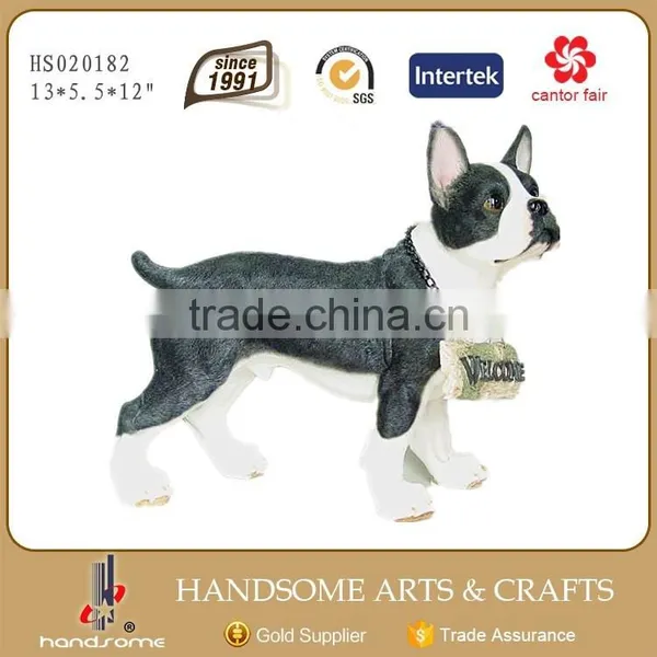 13.5 Inch Resin Realistic Animal Home Decoration Welcome Dog Statue photo-3