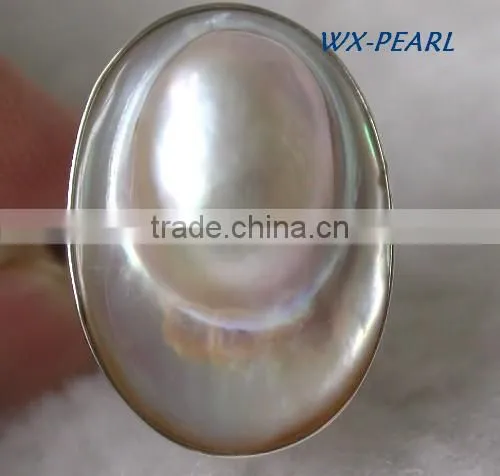 Fashion Lady Pearl Ring Silver Golden Ring Tahitian Pearl Ring photo-2