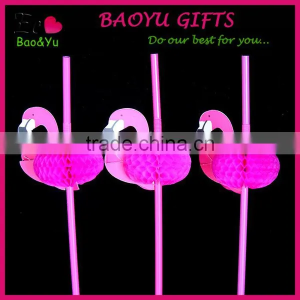 China Supplied Party Decoration Tissue Paper Flamingo Plastic Drinking Straw Flexible photo-2