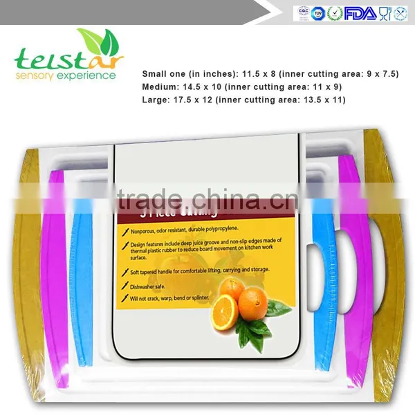 Multi Color Coded Cutting Board Set, 3 Piece Multi-functional Plastic Cutting Board photo-5