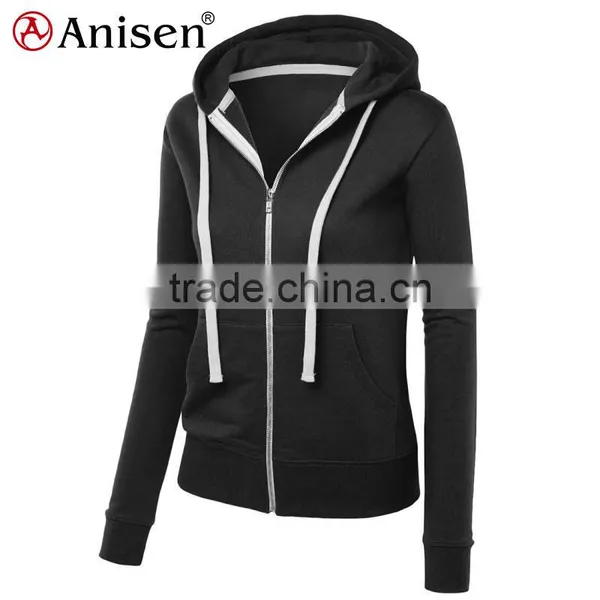 Oem Service 100% Cotton Slim Custom Women Zipper Hoodies photo-5