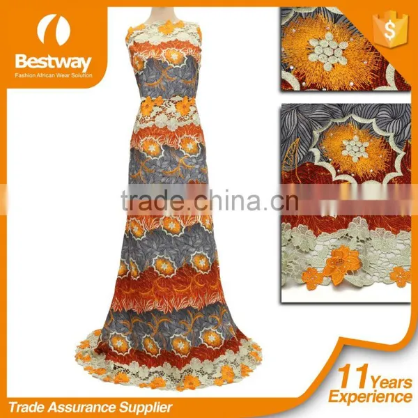 Orange Bestway Wax Print Fabric African 6 Yards With Stones BLW017-8 For Hot Sale photo-2