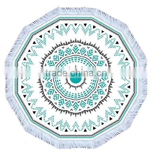 Hot Sale Cheap Reactive Print Microfiber Beach Towel With Tassel photo-6