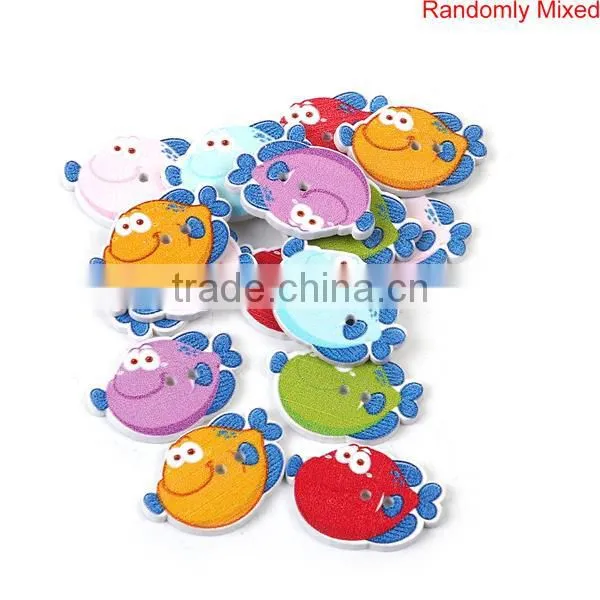 2 Holes Fish Animal At Random Wood Sewing Buttons Scrapbooking photo-3