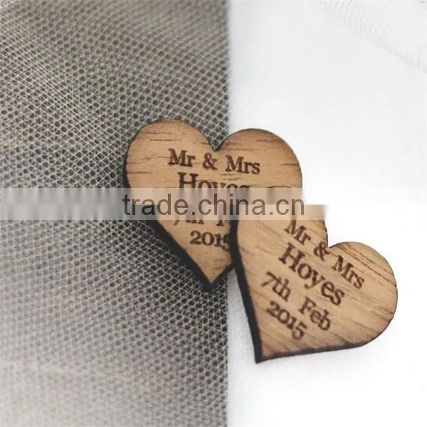 Personalised Wooden Heart Table Decorations, Rustic, Vintage Wedding Favours photo-4