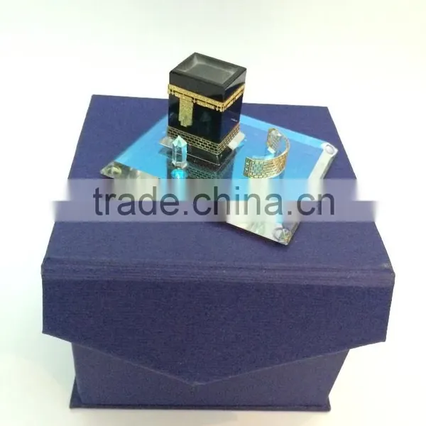 Saudi Building Black Optic Crystal Kaaba With 24K Gold Plated Metal For Muslim Souvenirs photo-2