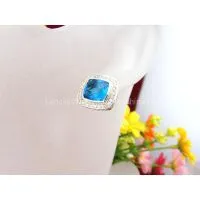 925 Sterling Silver Blue Topaz Earrings photo-2