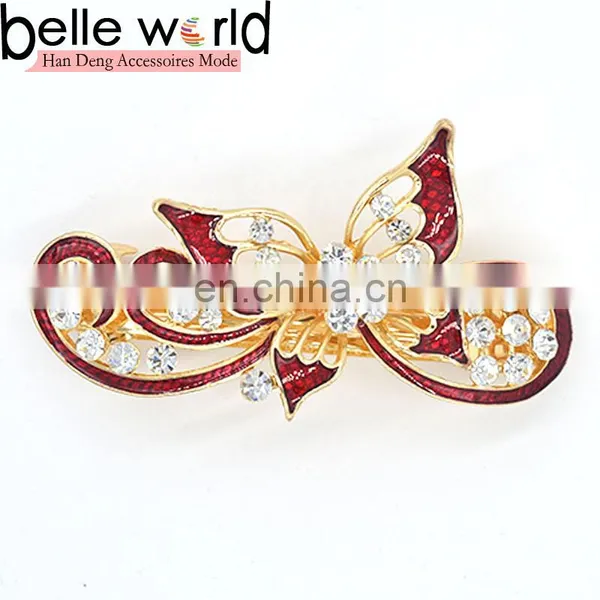 New Designs Butterfly Rhinestone French Hair Barrette Clips photo-4