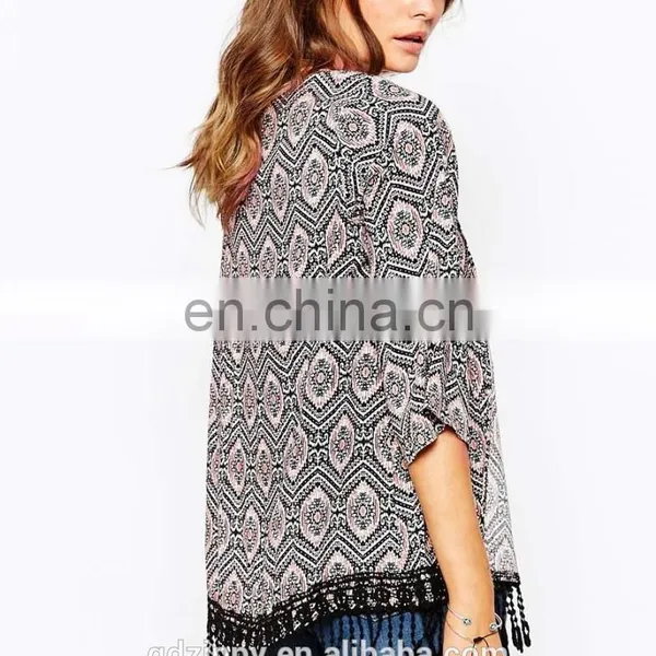 2015 New Arrival Ladies Crochet Hem Kimono photo-4