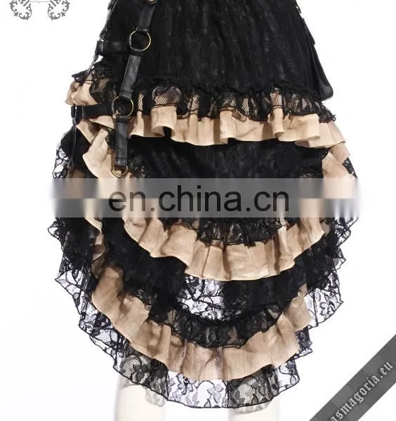 Steampunk High-low Layered Skirt With Removable Pocket photo-5