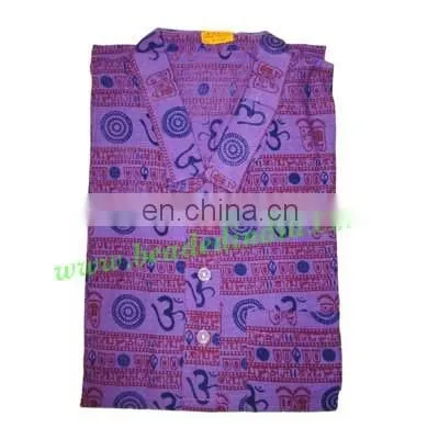 Half Sleeve Long Yoga Kurta in Cotton, Size : Chest 109 x Height 103 x Sleeve 25 Centimeters. photo-2