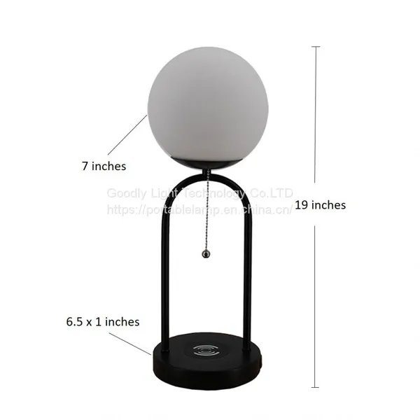 Dimmable LED Desk Lamp,Glass Globe Metal Table Lamp,Wireless Charging&USB Charging Ports