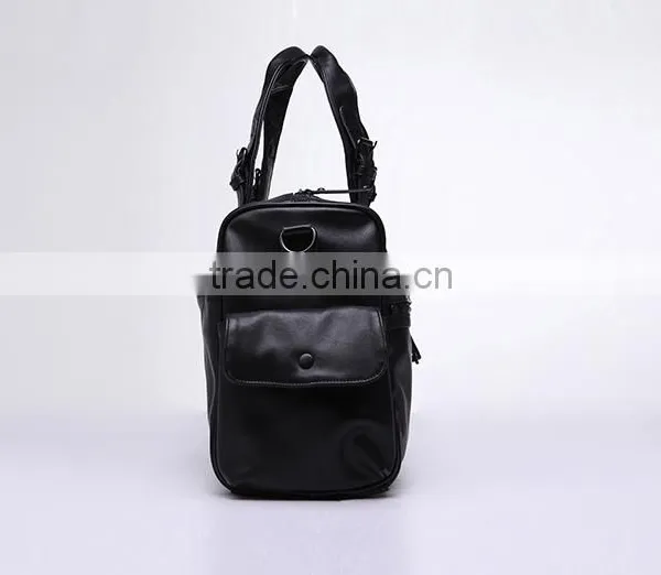 High Quality Sheep Leather Black Rolling Travel Duffel Bag Organizer for Men photo-4