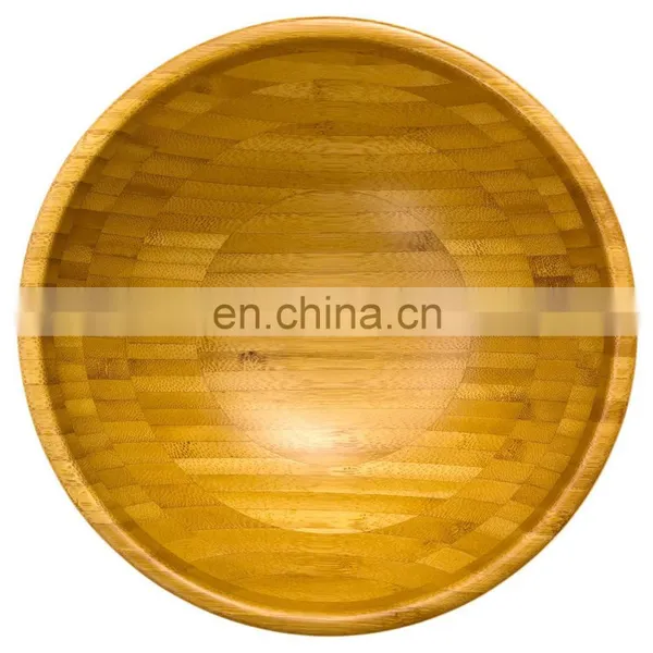 Biodegradable Antique Natural Bamboo Fiber Wooden Salad Mask Fruit Round Yellow Rice Bowl With Fork and Spoon Set photo-4