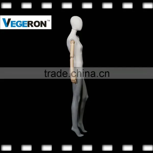 Full Body Egg Head Abstract Fiberglass Female Mannequin With Wooden Flexible Arms Flexible Mannequin photo-4