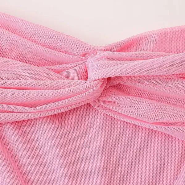 Summer New European and American Cross-border Foreign Trade Women's Clothing Sexy Pleated Solid Color Strapless With Scarf Long Skirt photo-3