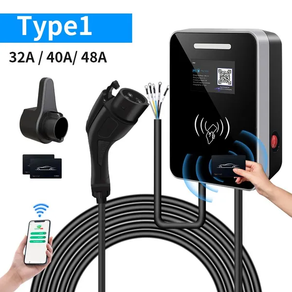 Wall-mounted 7kW AC EV charger/ charging pile, customizable for SAE Type 1
