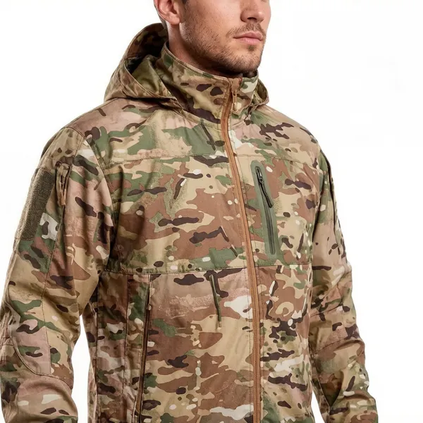 Windbreakers Jacket Camouflage Softshell Hooded Zipper Coat photo-2