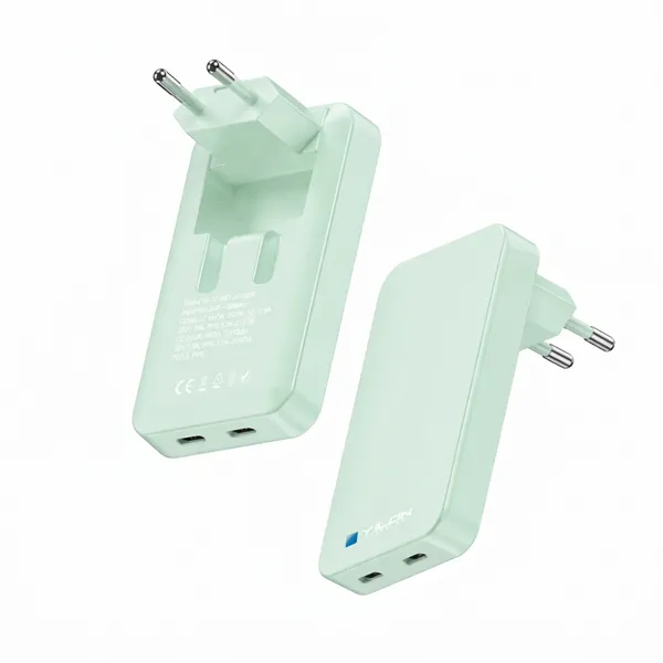 Trend Customized Turquoise rare Color Dual USBC PD 35W Card Thin Slim Mobile Phone Charger Pocket Charger