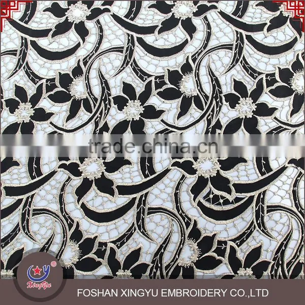 Hot-selling Promotional Custom Chemical Evening Sexy Dress Use Hot Popular Black Gold Lace Fabric Supplier's Choice photo-2