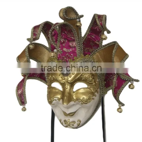 Wholesale Red And Gold Italy Venice Feather Masquerade Mask For Venetian Masked Ball photo-5