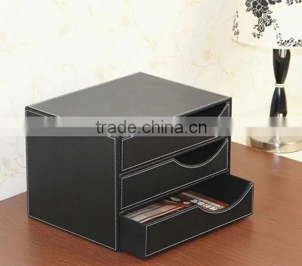 Home & Office Stationery ,hot Sell Pu Faux Leather 4 Drawer Sorter Desk Orgainser photo-4