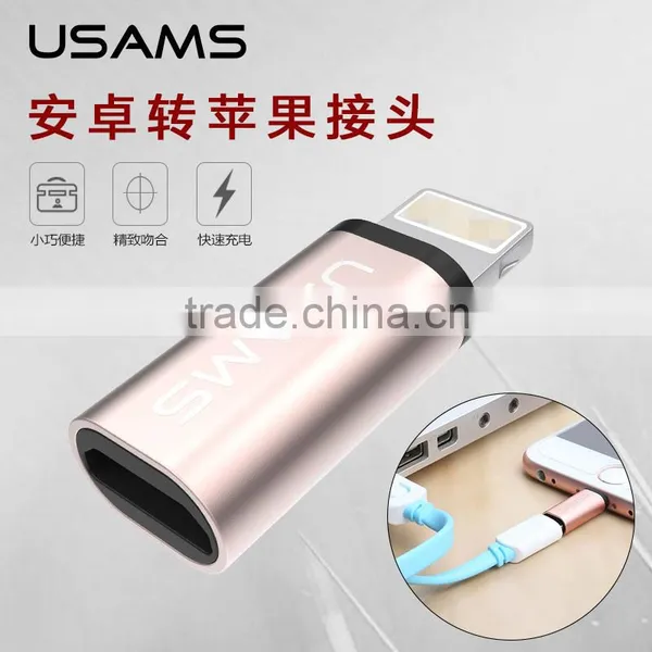 Usams Luxury Metal 8pin to Micro Usb Adapter for Iphone6 Series/ipad Series/ipod2.1A Max Quick Sync Data Connector photo-6