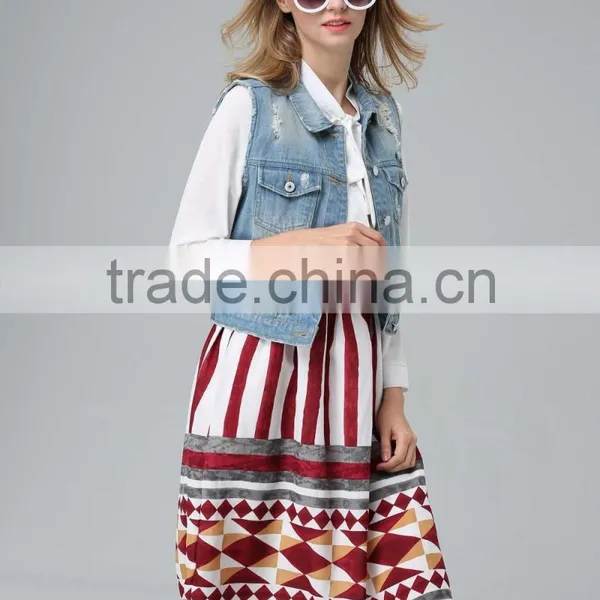 Wholesale Garment Factory Women's Denim Vest With Hoody New Design Lady's Denim Clothes photo-3