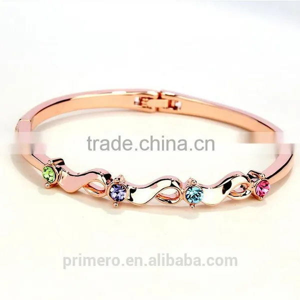 New 18k Rose Gold Filled Twist Clear Austrian Crystal Wrist Bracelet Bangle Jewelry photo-6