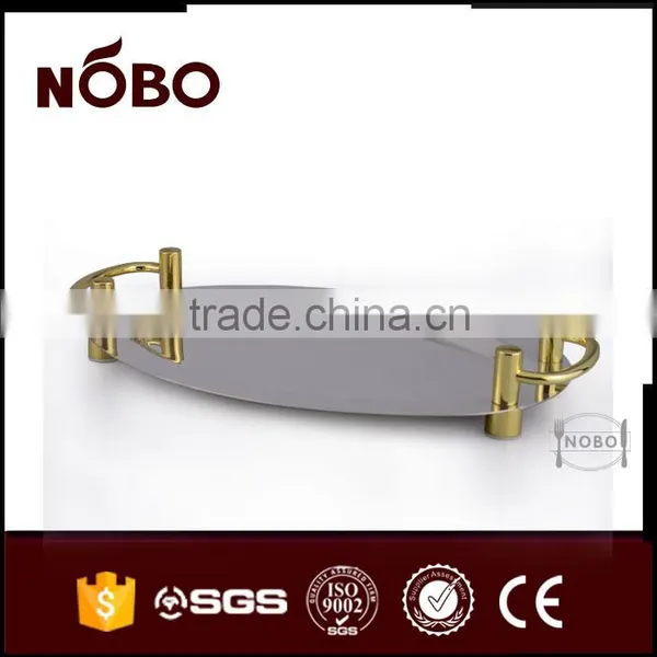 Oval Shape Mirror Surface Stainless Steel Serving Tray photo-5