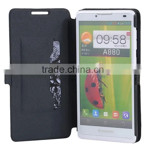 China Manufacture Artificial Leather Holster With Magnetic Fastener Design Sleeve for Lenovo A880 photo-2