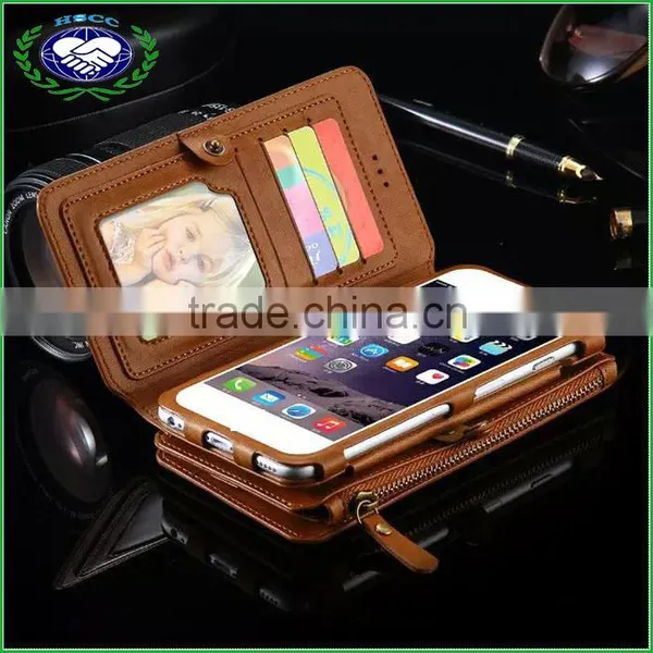 Leather Cell Phone Case Wallet Card Holder Flip Case Cover for Iphone 6 6s 6plus photo-3