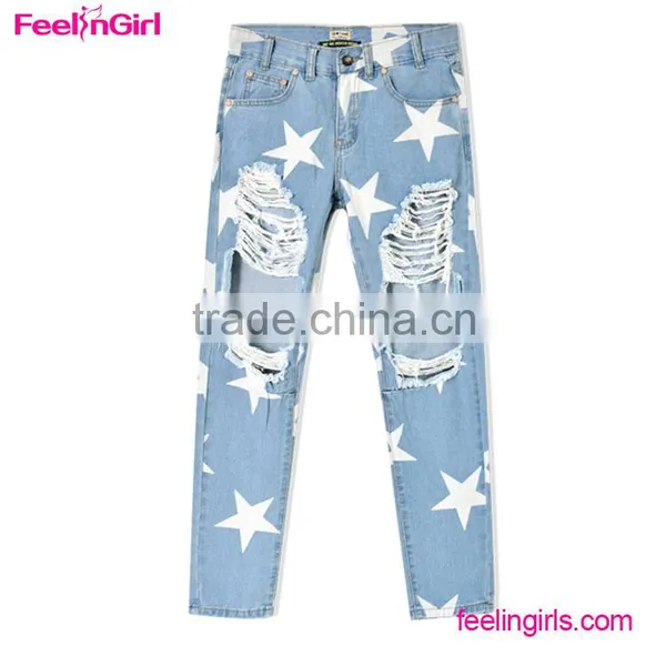 2016 Women Wide Hip Hop Stars New Fashion Jeans Pants photo-2