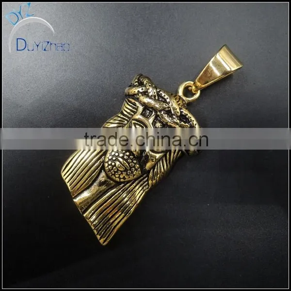 Stainless Steel Gold Plated Jesus Head Pendant photo-2
